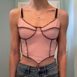 Shein Outer Stitching Bustier Crop Tank